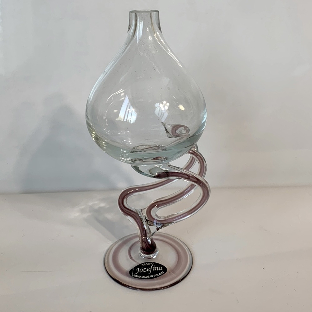 JOZEFINA Krozno Vintage hand blown glass vase from Poland. Rare